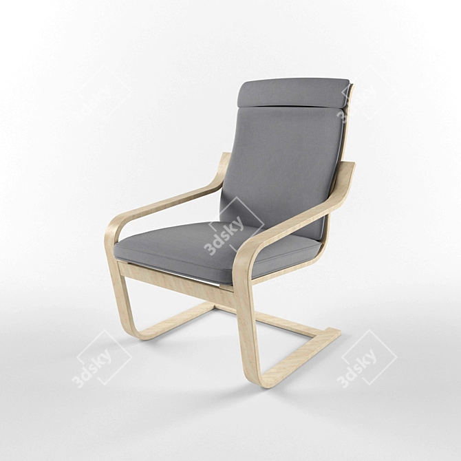 Elegant Velvet Armchair 3D model image 1