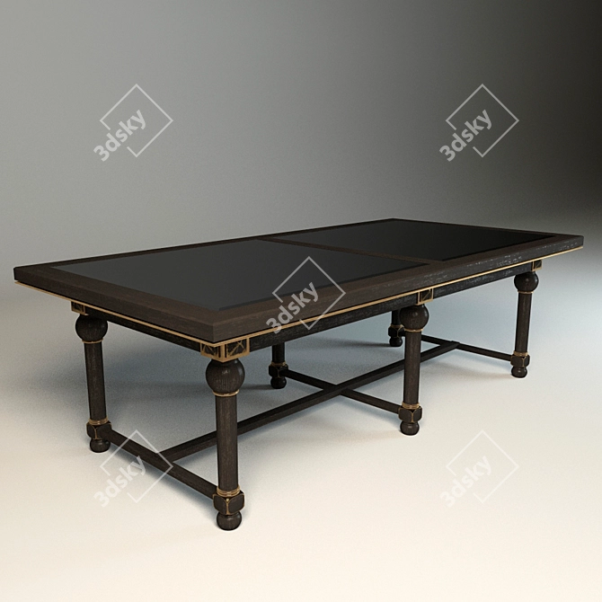 Solid Wood and Glass Table 240x210 3D model image 1