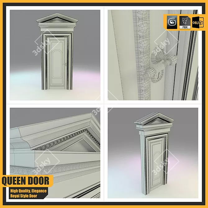 Regal Entry: Queen's Door 3D model image 3