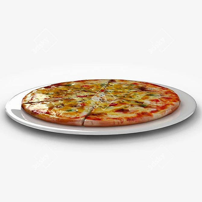 Delicious Pizza 3D Model 3D model image 2