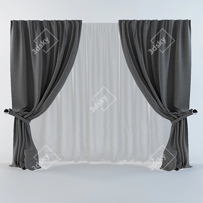 Title: Elegant Gartered Tulle Blind 3D model image 1