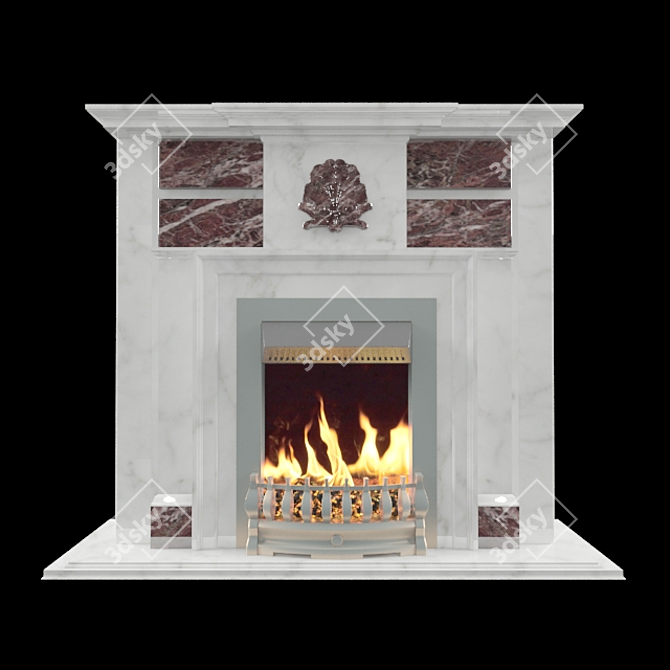 Elegant Modern Fireplace 3D model image 1