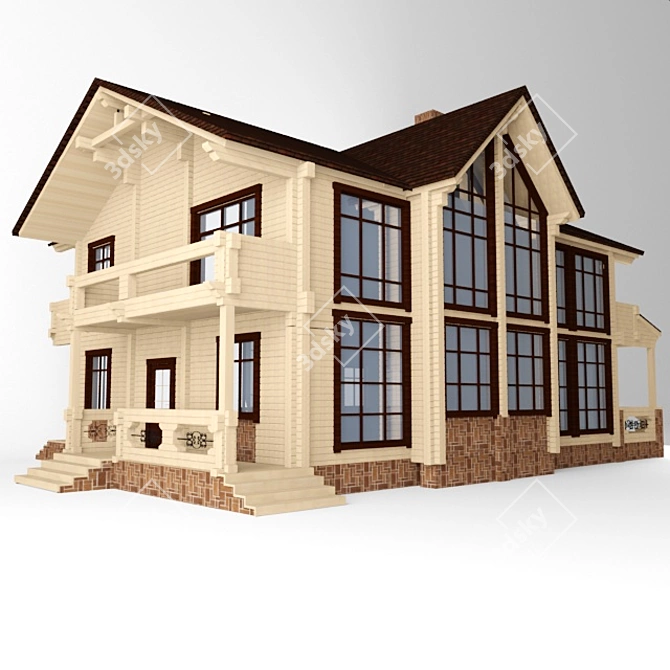 Rustic Wooden Home 3D model image 1