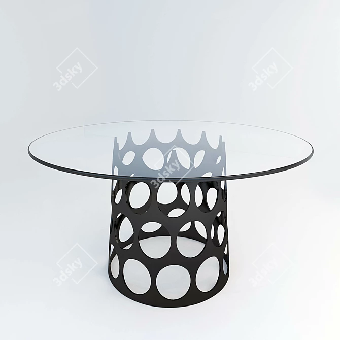 Elegant Round Glass Dining Table 3D model image 1