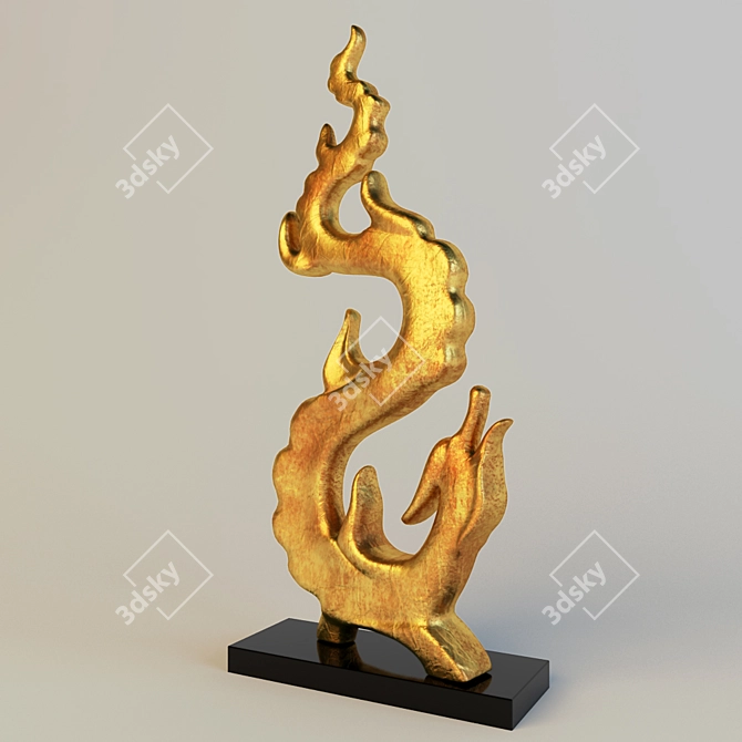 Golden Dragon Statue 3D model image 2