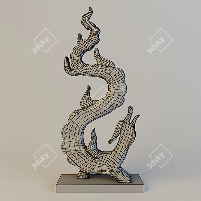 Golden Dragon Statue 3D model image 3
