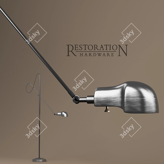 Vintage Steel Pharmacy Floor Lamp 3D model image 1