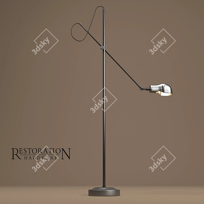 Vintage Steel Pharmacy Floor Lamp 3D model image 2