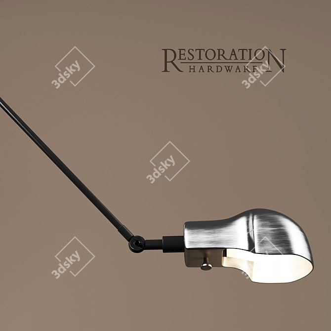 Vintage Steel Pharmacy Floor Lamp 3D model image 3