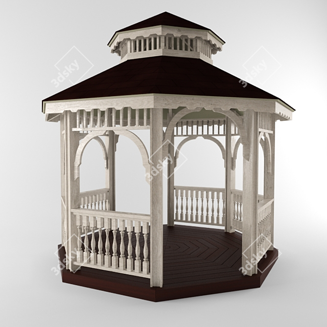 Wooden Gazebo Set (2 pcs) 3D model image 1