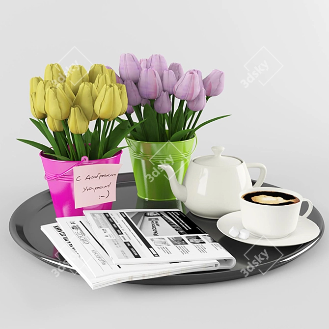 Title: Festive March 8 Decor Set 3D model image 1