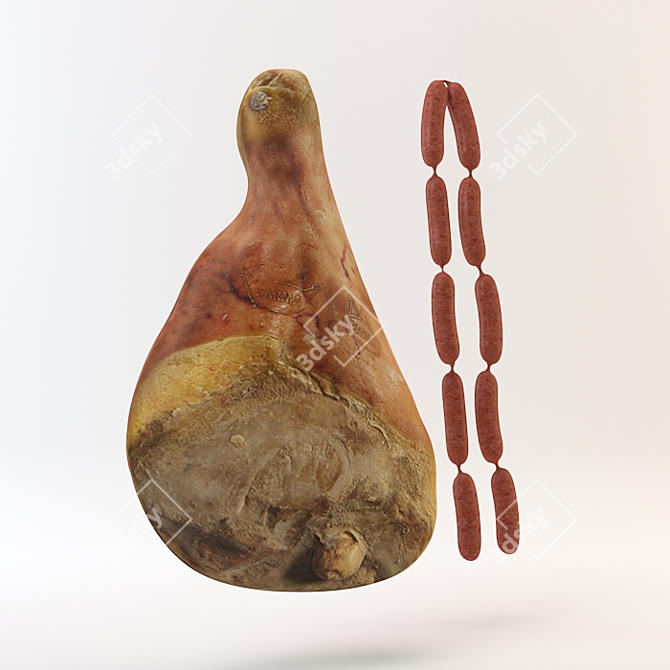 Delicious Ham & Sausages Set 3D model image 1