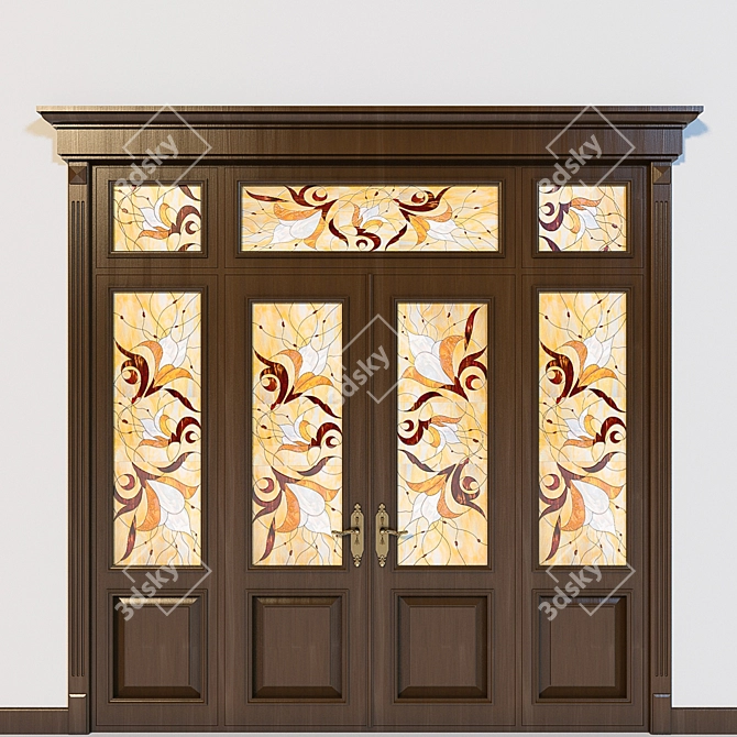 Classic Interior Double Door 3D model image 1