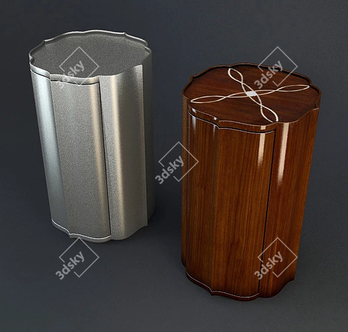 Walnut Open End Accent Table 3D model image 1