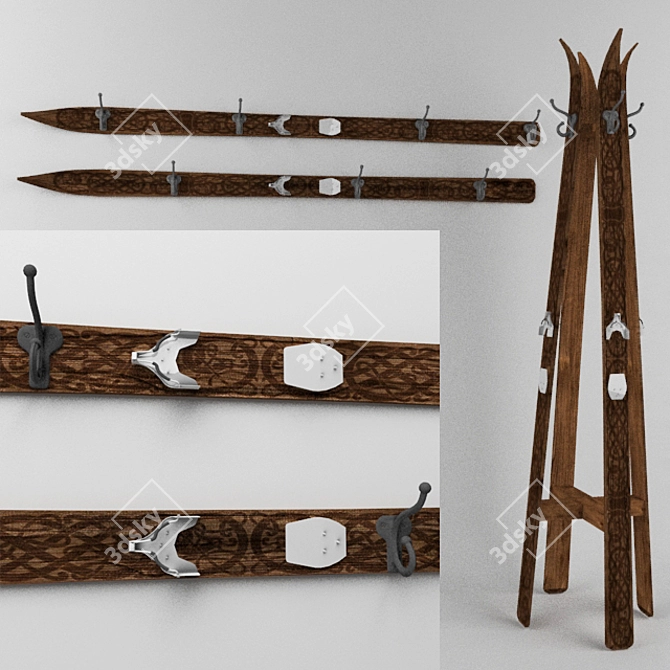 Vintage Ski Hangers 3D model image 1