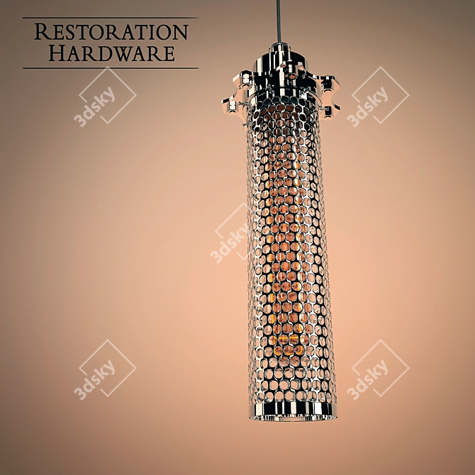 Polished Nickel Perforated Pendant 3D model image 1