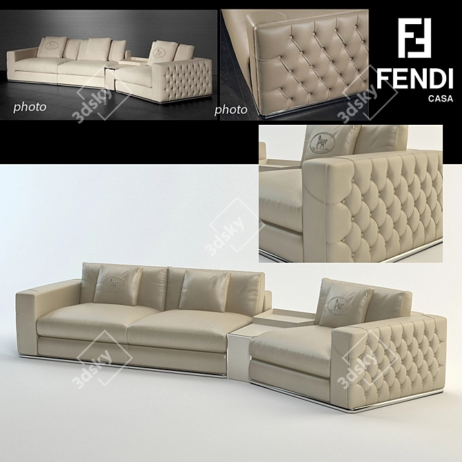 Luxury Plaza Sofa by Fendi 3D model image 1