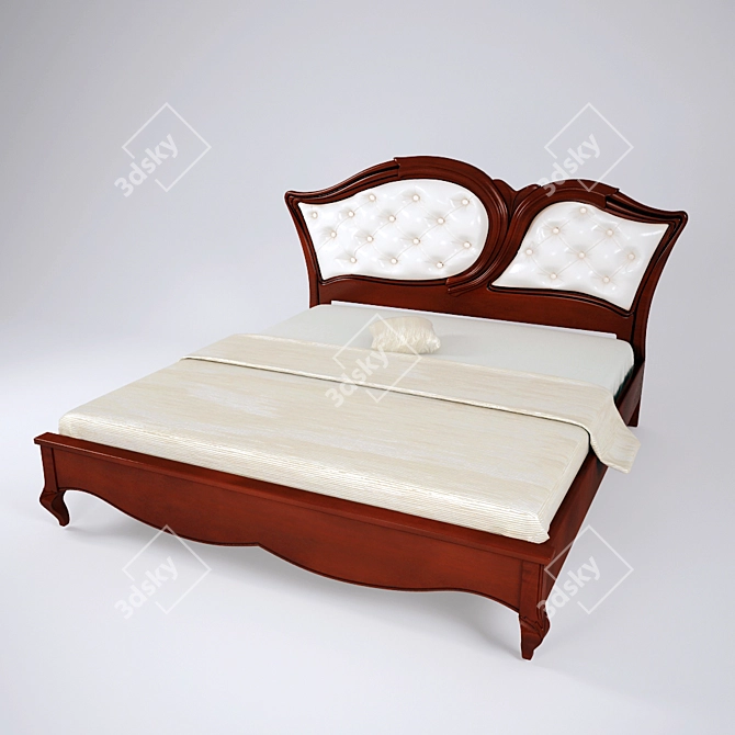 Elegant Cherry Wood Bed 3D model image 1
