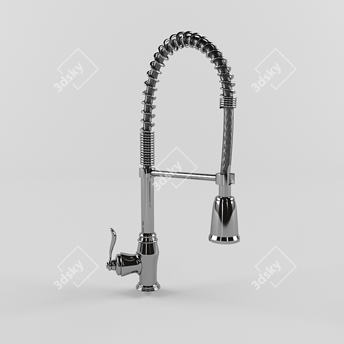 Chrome Kitchen Mixer with Single Handle 3D model image 1