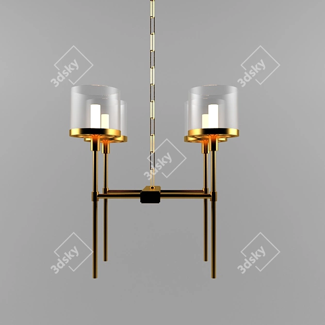 Retro Industrial Glass Lamp 3D model image 1