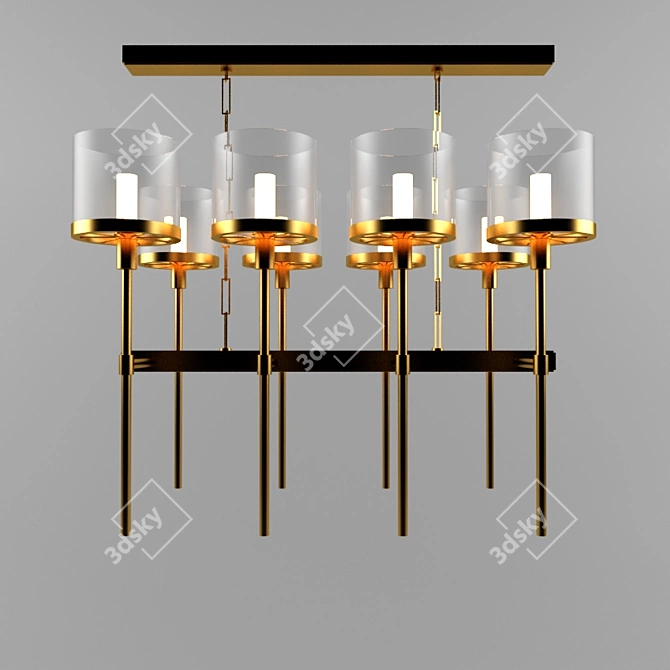 Rustic Metal Glass Industrial Lamp 3D model image 1