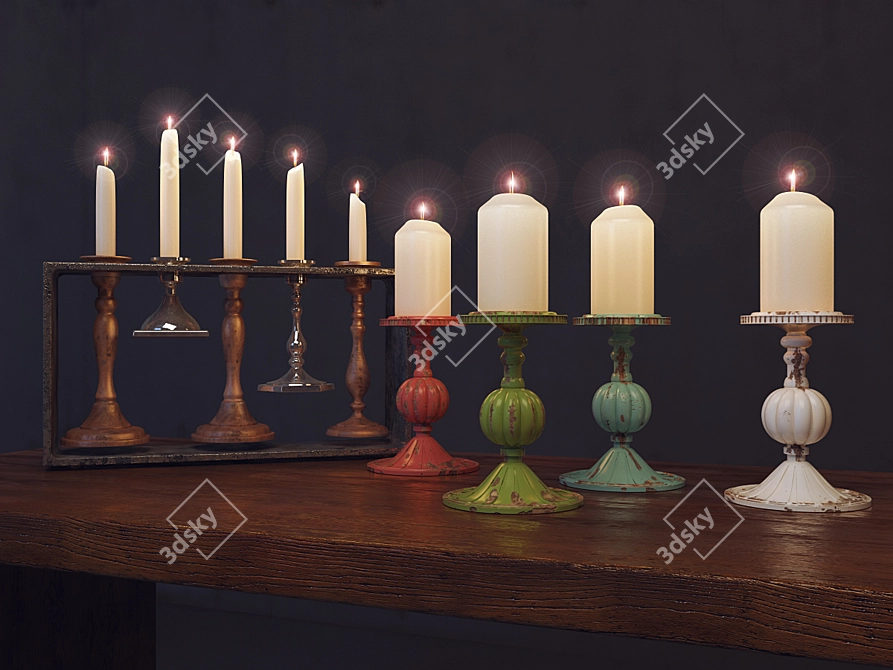 Barock Chic 16cm Assorted Candle Holder 3D model image 1