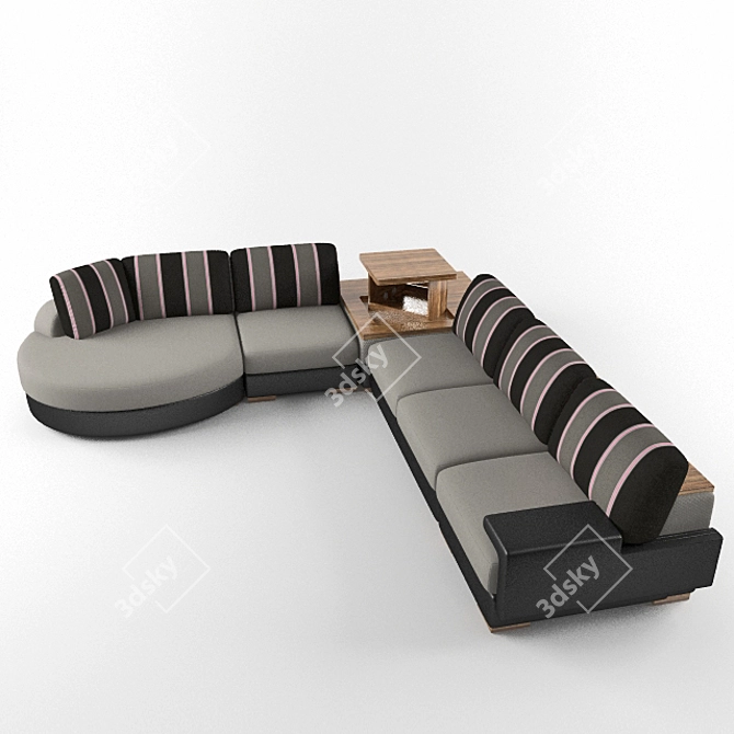 Convertible Corner Sofa with Mini Bar & Adjustable Backrest 3D model image 1