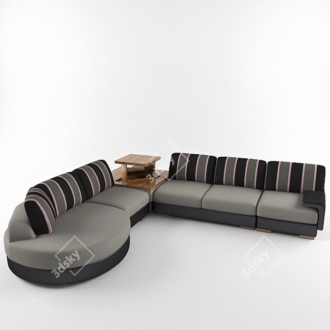 Convertible Corner Sofa with Mini Bar & Adjustable Backrest 3D model image 2