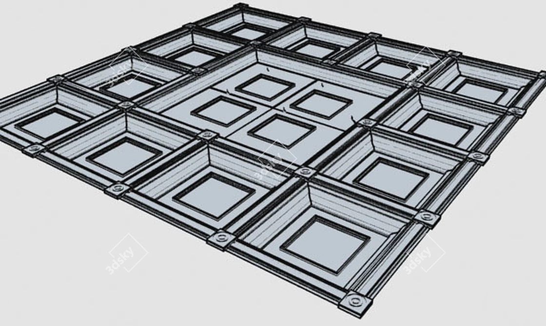 Elegant Coffer Ceiling Panels 3D model image 2