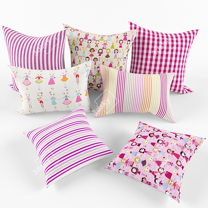 Harlequin Baby Girl Pillows. Soft, Stylish, and Comfy! 3D model image 1