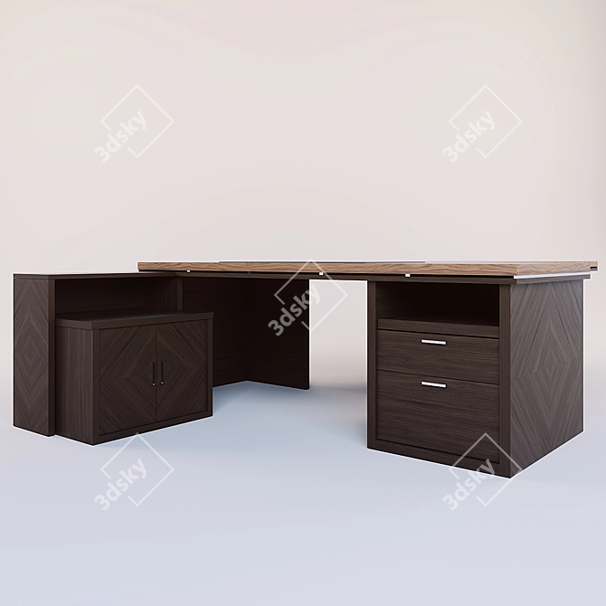 Custom Executive Desk 3D model image 2