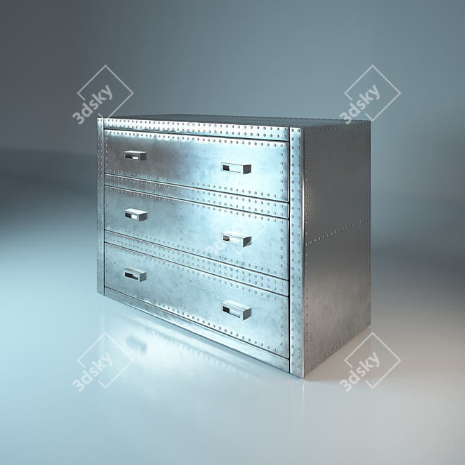 Vegas Dresser 3 Drawer Alu: Modern Elegance for Your Home 3D model image 1