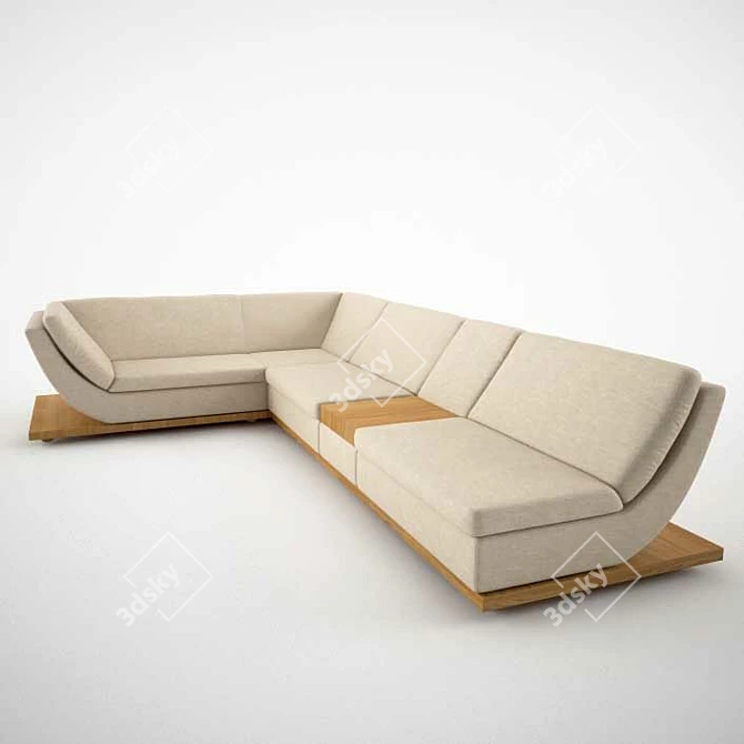 Wooden Base Sofa 3D model image 1