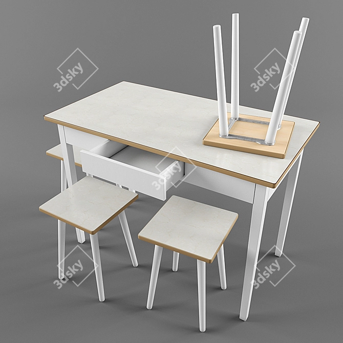 Modern Russian Made Table Set 3D model image 1