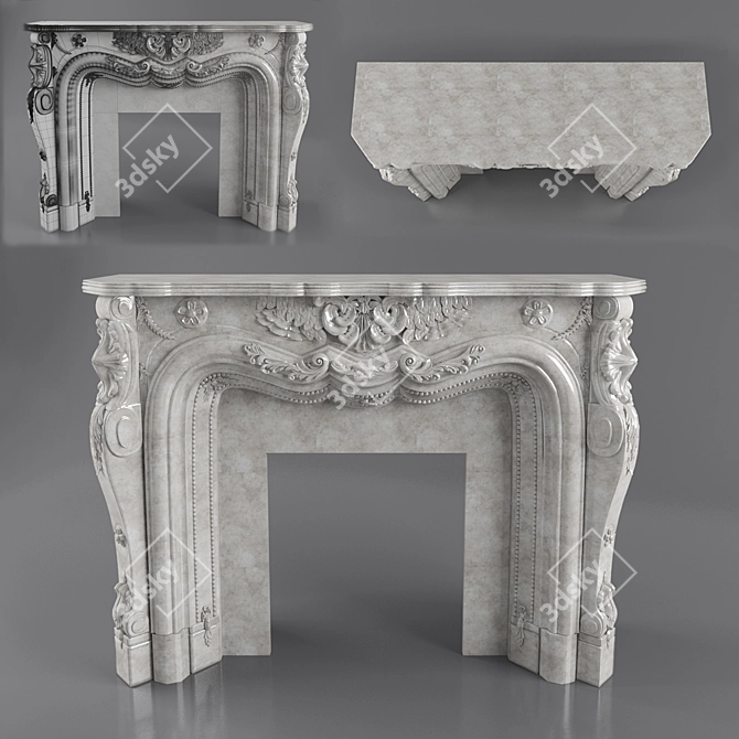 Elegant Marble Fireplace: Height 180cm, Width 240cm, Depth 75cm 3D model image 1