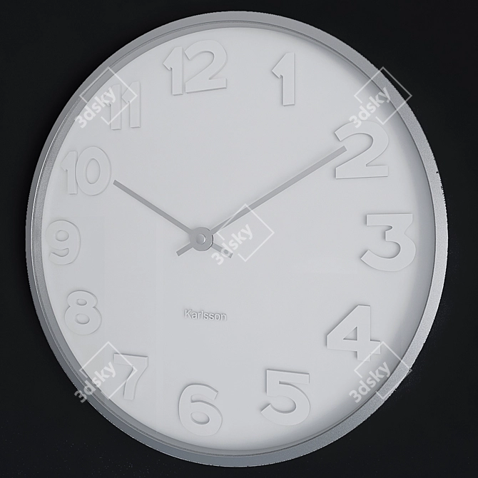 Elegant Steel White Clock 3D model image 1