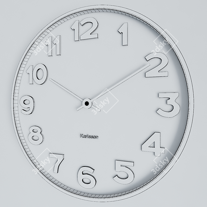 Elegant Steel White Clock 3D model image 2