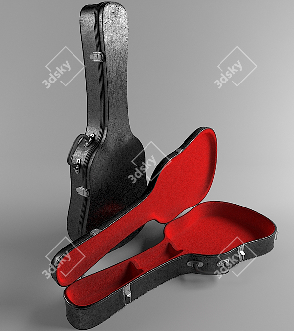 Animated Open Guitar Case 3D model image 1