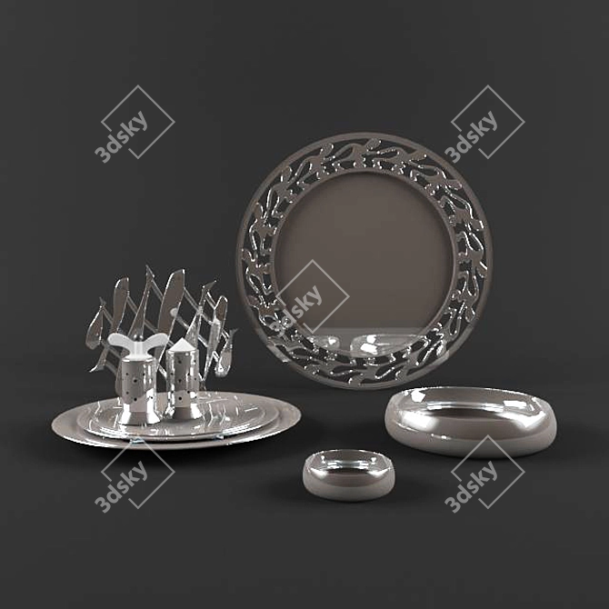 Elegant Essentials Tableware Set 3D model image 1