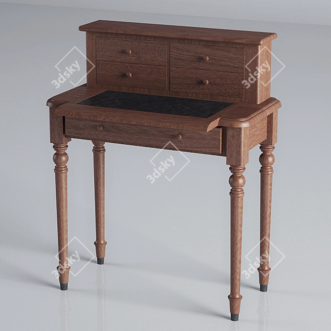 Elegant Oak & Leather Desk 3D model image 1