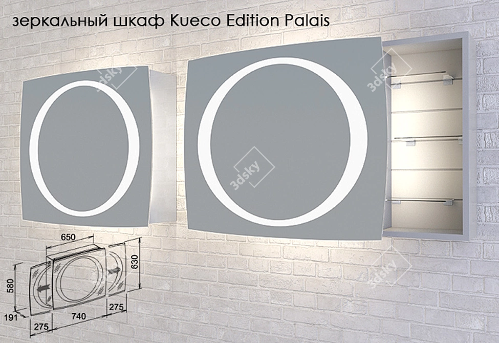 Kueco Palais Mirrored Wardrobe 3D model image 1