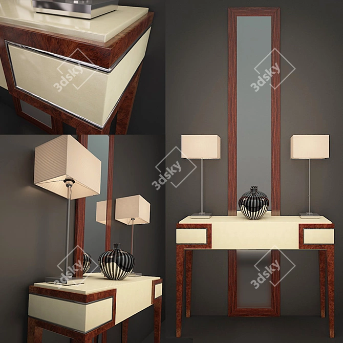 Art-Deco Console and Mirror Set 3D model image 1