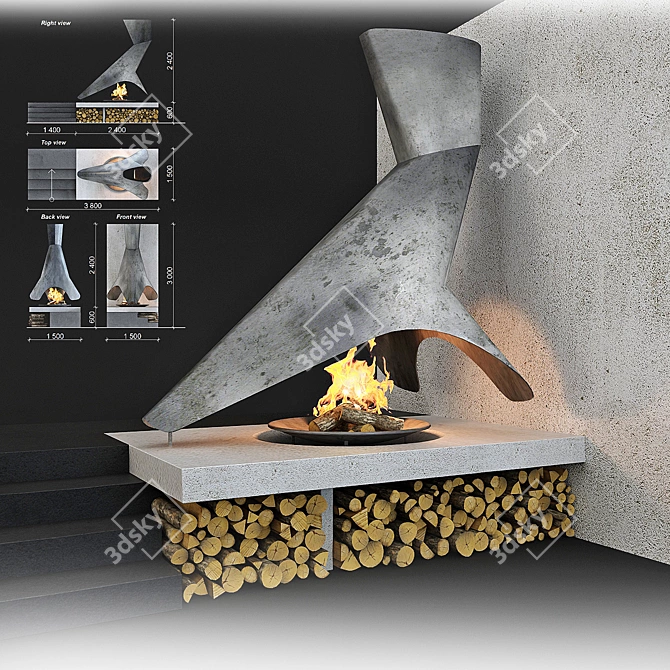 Prometheus: Versatile Indoor/Outdoor Fireplace 3D model image 1