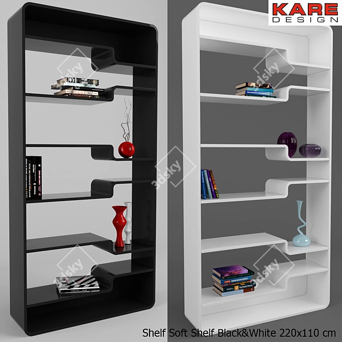 Retro-Inspired "Soft Shelf" in Black - 220x110 cm 3D model image 1