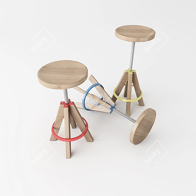 Sleek Adjustable Barstool 3D model image 1