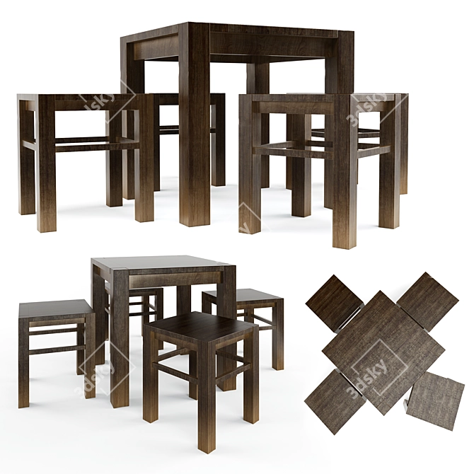 Stylish Japanese Furniture: Perfect for Cafes & Bars 3D model image 1