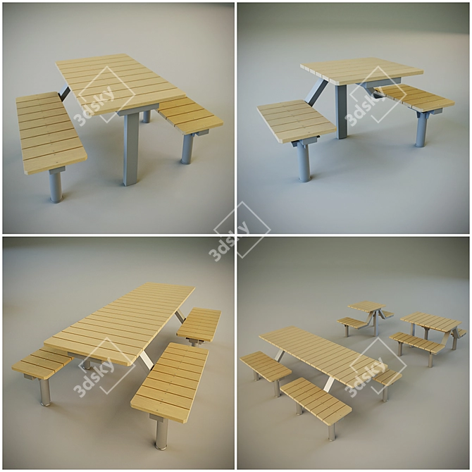Minimalistic Modular Outdoor Cafe Tables 3D model image 1