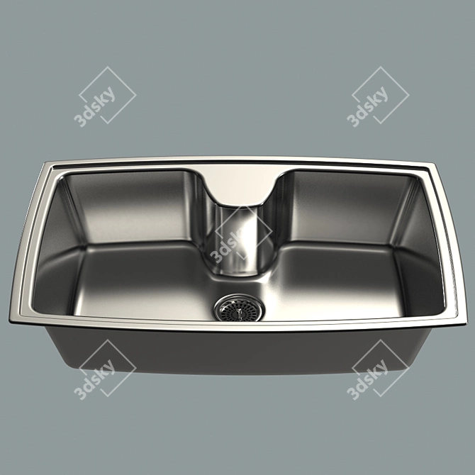 Sleek Stainless Steel Kitchen Sink 3D model image 2