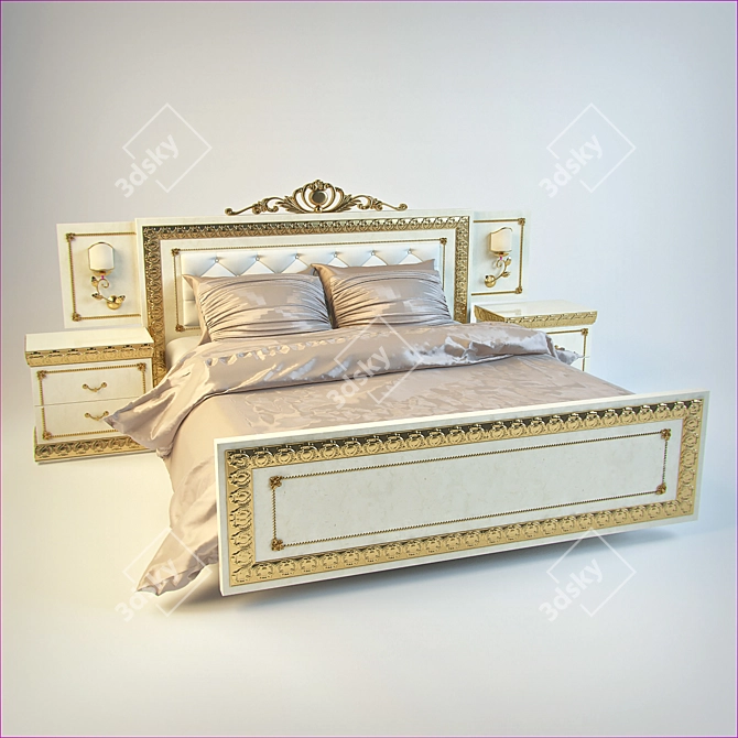 Sleek Modern Bed 3D model image 1