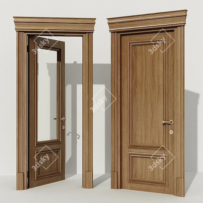 Elegant Classic Doors 3D model image 1